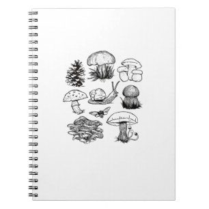 Cottagecore Aesthetic Goblincore Mushroom Snail Notebook