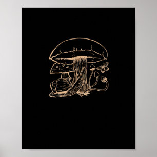 Cottagecore Aesthetic Goblincore Mushroom Snail Poster