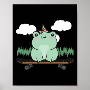 Cottagecore Aesthetic Kawaii Cute Skateboarding Fr Poster