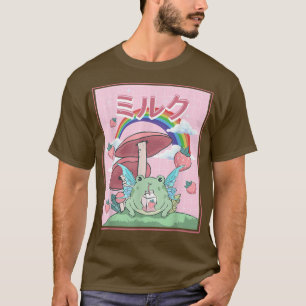Cottagecore Aesthetic Kawaii Frog Drinking Japanes T-Shirt