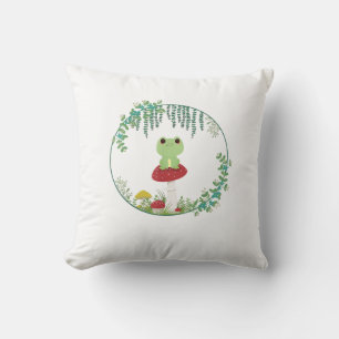 Cottagecore Aesthetic Kawaii Frog Goblincore Cute  Throw Pillow
