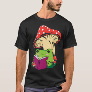 Cottagecore Aesthetic Kawaii Frog Reading A Book M T-Shirt
