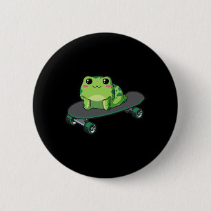 Cottagecore Aesthetic Kawaii Skateboarding Frog Sk 2 Inch Round Button
