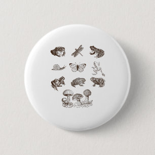 Cottagecore Aesthetic Mushroom Academia Frog Gobli 2 Inch Round Button