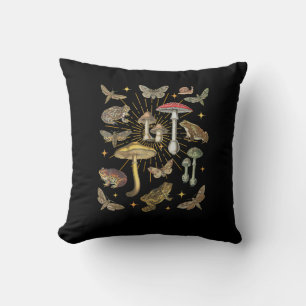Cottagecore Aesthetic Mushroom Frog Butterfly Gobl Throw Pillow