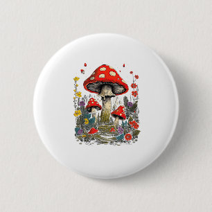 Cottagecore Aesthetic Mushroom Goblincore Minimal  2 Inch Round Button