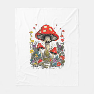 Cottagecore Aesthetic Mushroom Goblincore Minimal  Fleece Blanket