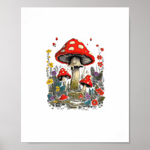 Cottagecore Aesthetic Mushroom Goblincore Minimal  Poster