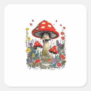 Cottagecore Aesthetic Mushroom Goblincore Minimal  Square Sticker