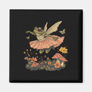 Cottagecore Aesthetic Vintage Fairy Frog Dancing W Magnet