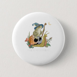 Cottagecore Aesthetic Witch Frog Snail Mushroom Go 2 Inch Round Button