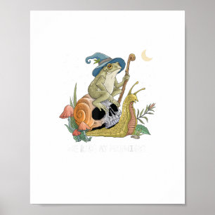 Cottagecore Aesthetic Witch Frog Snail Mushroom Go Poster