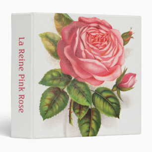 Cottagecore Antique Pink Rose Floral Illustration Binder