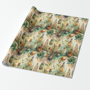 Cottagecore Apothecary Bottles Botanical Wrapping Paper