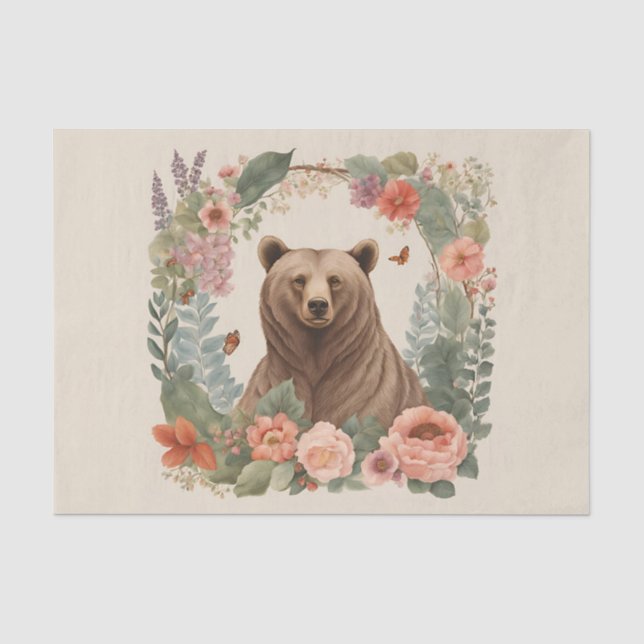 Cottagecore Bear Decoupage Tissue Paper (Front)