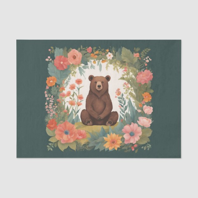 Cottagecore Bear Decoupage Tissue Paper (Front)