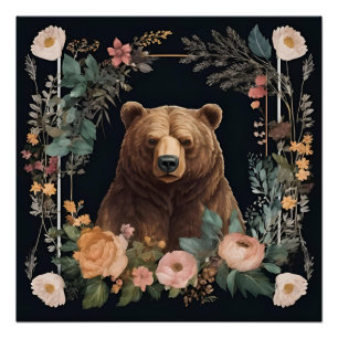 Cottagecore Bear Poster