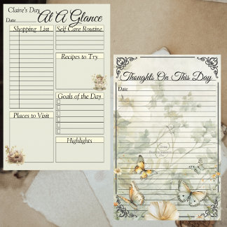 Cottagecore Bird and Butterflies Daily Binder Page