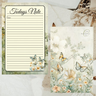 Cottagecore Blue Butterflies Binder Note Page