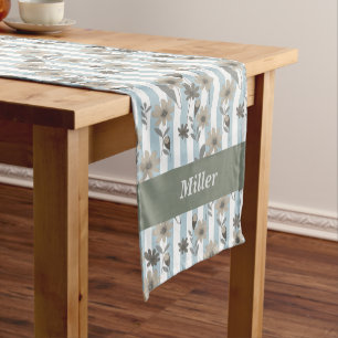 Cottagecore Blue Florals Thanksgiving Customize Short Table Runner