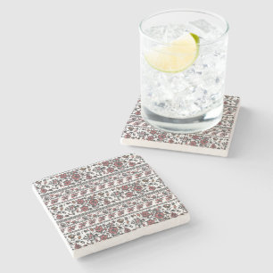 Cottagecore Botanical Floral Pattern Stone Coaster