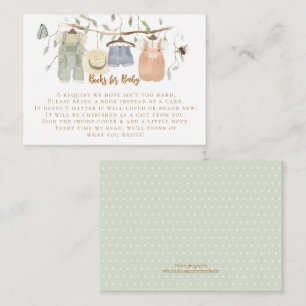 Cottagecore Boy Clothesline Book Mint Baby Shower Enclosure Card