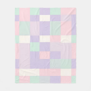 Cottagecore Buffalo Plaid Pastel Spring Cozy  Fleece Blanket