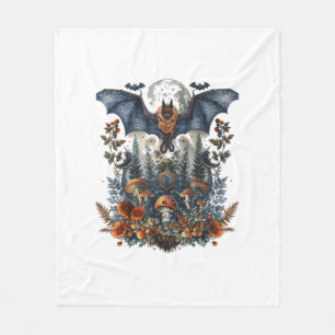 Cottagecore Butterflies Bats N Mushroom Moon Gobli Fleece Blanket