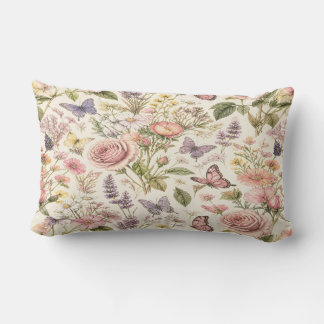Cottagecore Butterflies Flowers Pillow