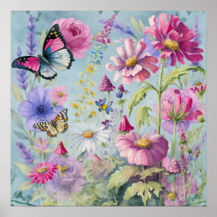 Cottagecore Butterfly Garden Poster