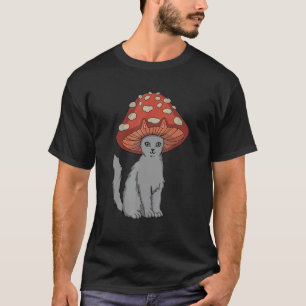 Cottagecore Cats Aesthetic Cat Mushroom Hat T-Shirt