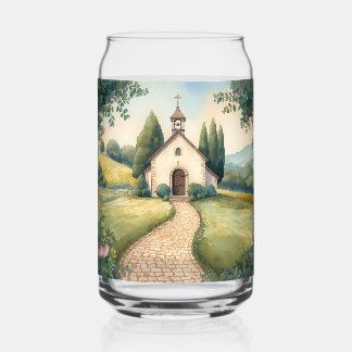 Cottagecore Chapel Path Pastel Landscape