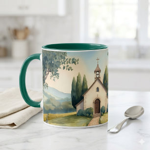 Cottagecore Chapel Path Pastel Landscape Mug