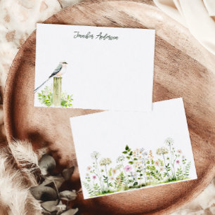 Cottagecore Chateau Floral Bird Personalized Card
