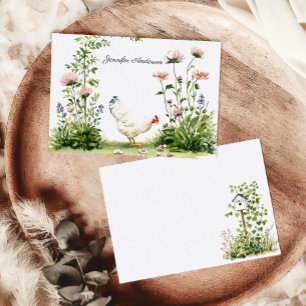 Cottagecore Chateau Monogram Chicken Personalized Card