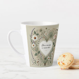 Cottagecore "Coeur Floral & Abee" Latte Mug - Pers