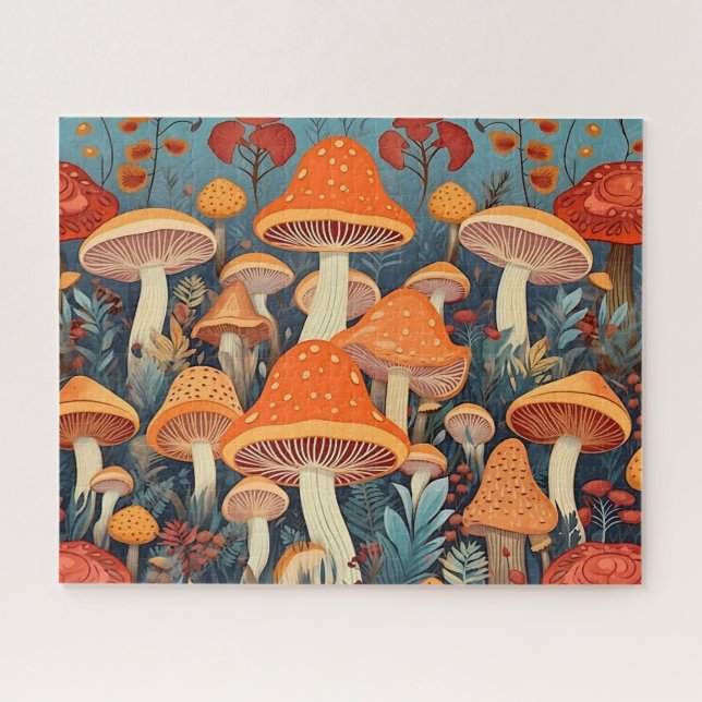 Cottagecore Colourful Mushrooms Jigsaw Puzzle (Horizontal)