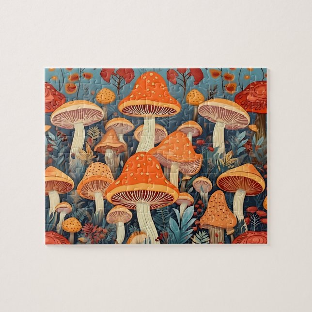 Cottagecore Colourful Mushrooms Jigsaw Puzzle (Horizontal)