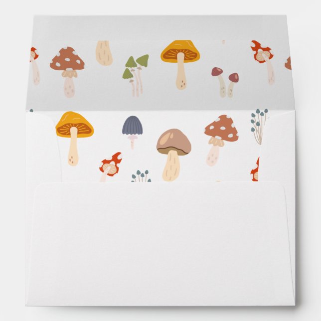 Cottagecore Colourful Mushrooms Pattern Envelope (Back (Bottom))