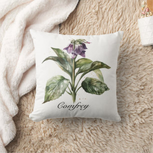 Cottagecore Comfrey Botanical Garden Aesthetic Throw Pillow