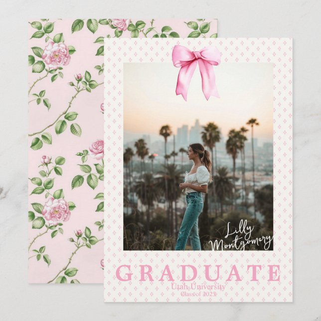 Cottagecore Coquette Photo Graduation Announcement (Front/Back)