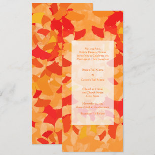Cottagecore Coral Orange Red Fall Leaves Wedding Invitation