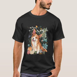 Cottagecore Corgi Halloween Summerween Watercolor  T-Shirt