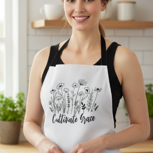 Cottagecore Cultivate Grace Wildflower Spring Gift Apron