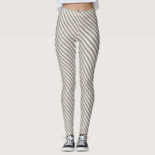 Cottagecore Cute Festive Christmas Stripe Pattern Leggings