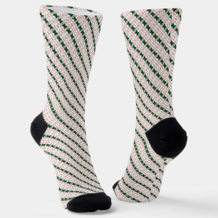 Cottagecore Cute Festive Christmas Stripe Pattern Socks