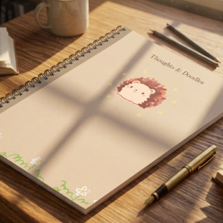 Cottagecore Cute Hedgehog Autumn Leaves Notes Notebook