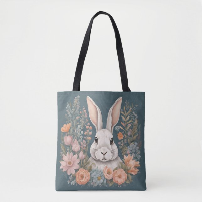 Cottagecore Cute Rabbit Tote Bag (Front)