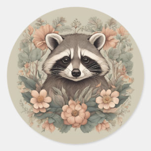 Cottagecore Cute Raccoon Classic Round Sticker