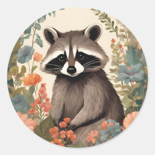 Cottagecore Cute Raccoon Classic Round Sticker